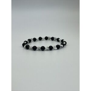 Howlite & Black Onyx Genuine Gemstone Bracelet Hand Crafted & Reiki Infused